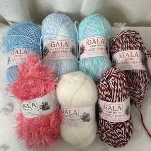 Gala Yarns Mixed Fiber Set - Blue, Pink, White, Red